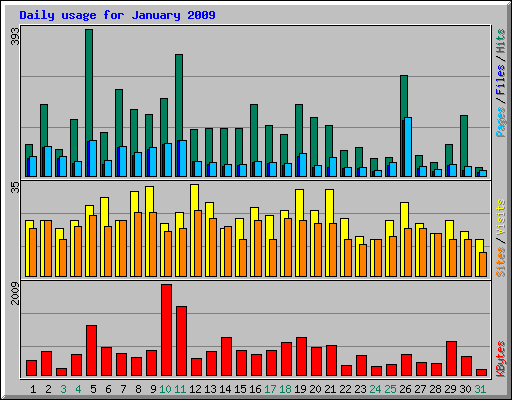 Daily usage for January 2009