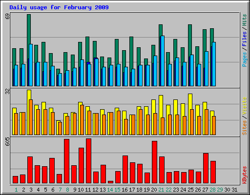 Daily usage for February 2009