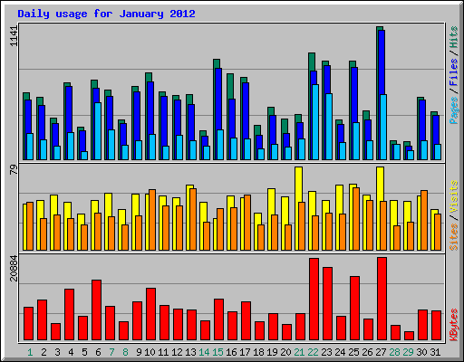 Daily usage for January 2012