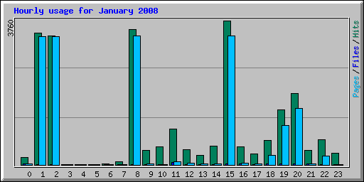 Hourly usage for January 2008