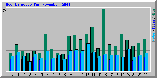 Hourly usage for November 2008