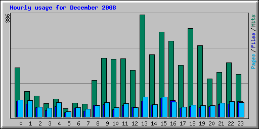 Hourly usage for December 2008