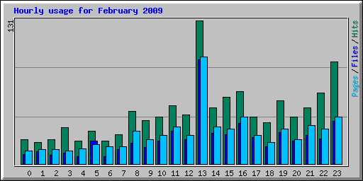 Hourly usage for February 2009