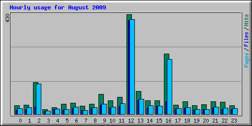 Hourly usage for August 2009