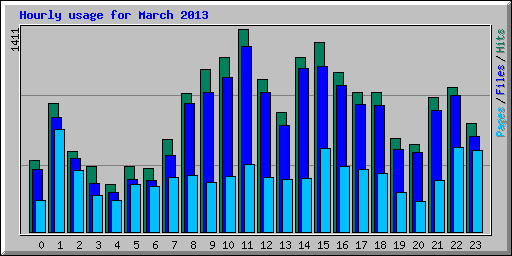 Hourly usage for March 2013
